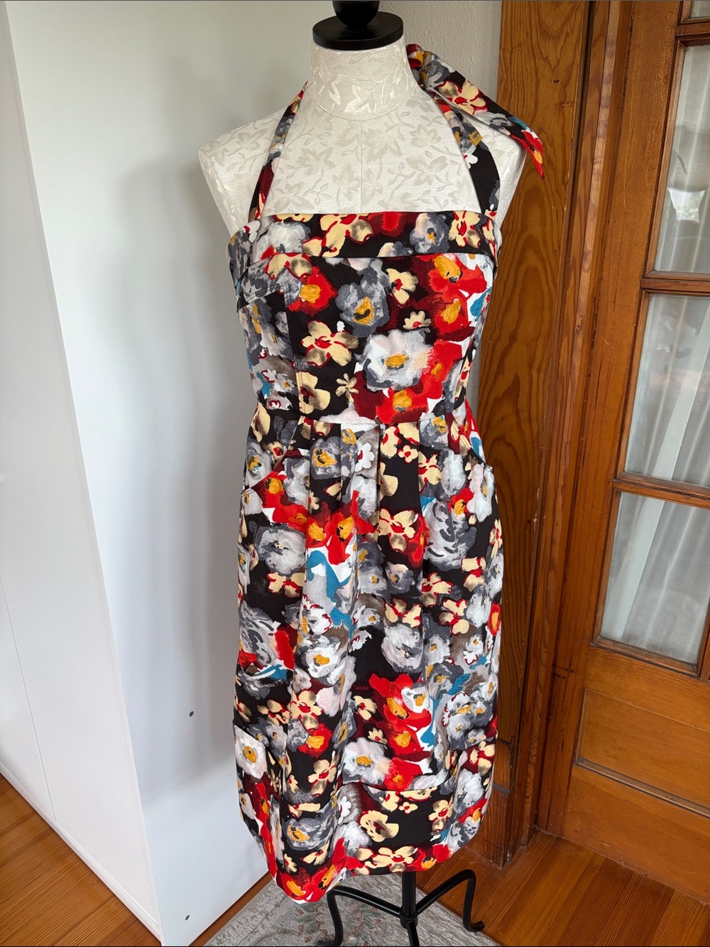 Floral Halter Fit-and-Flare Dress